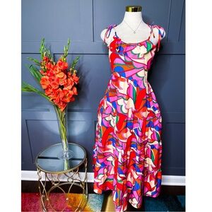 Entro Multicolor Summer Scoop Neck Maxi Sundress